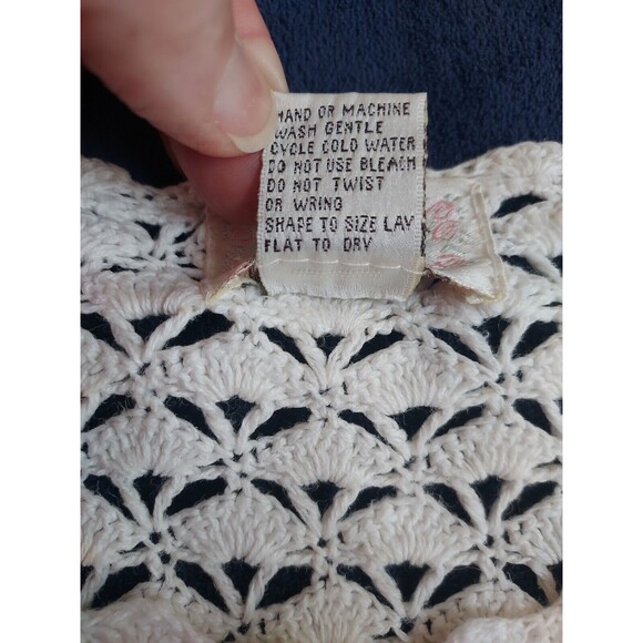 Vintage Ladies Jenny White Crochet SS Button Down Cotton/Ramie Top Size Medium - Picture 3 of 7
